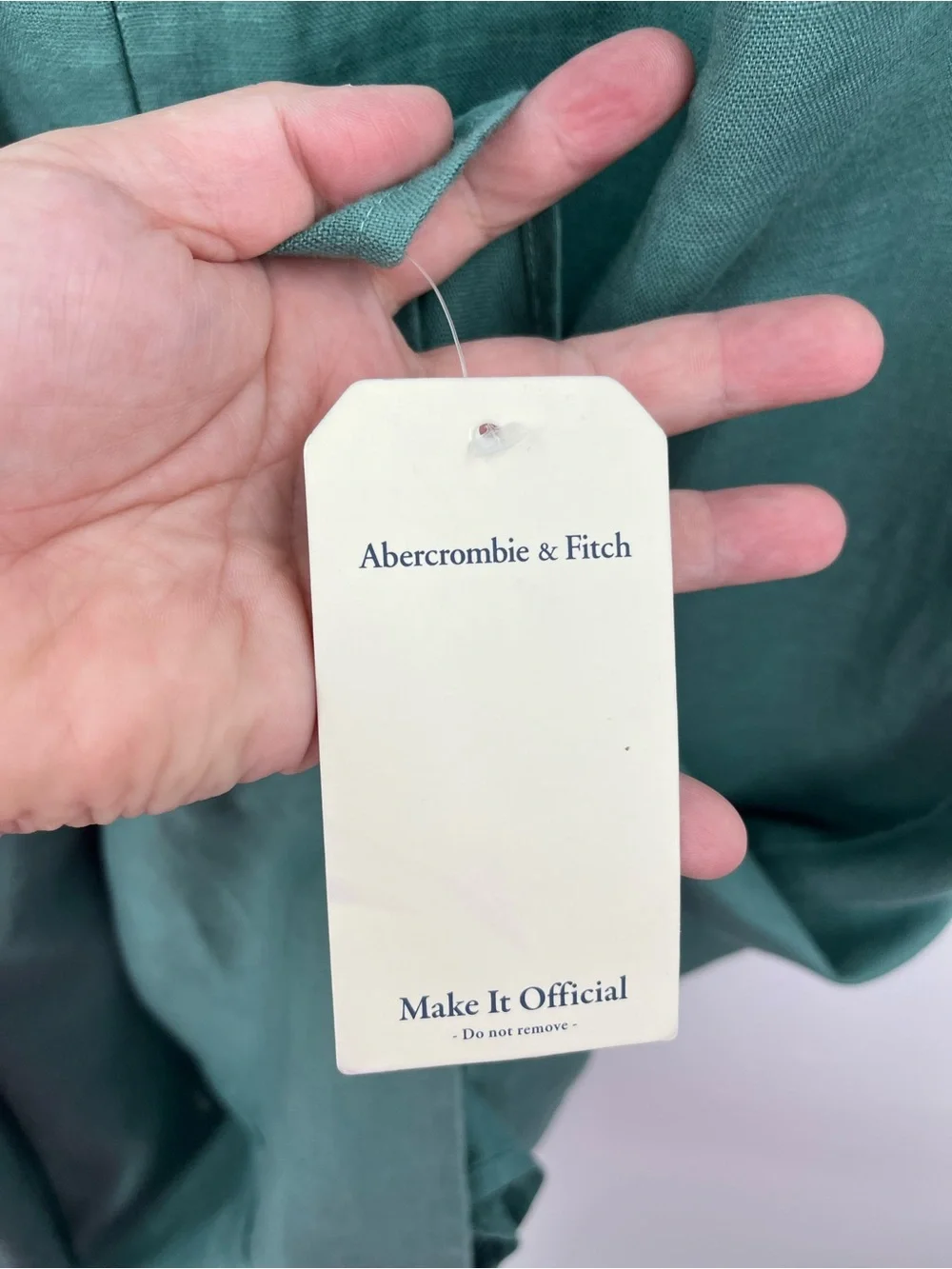 A&F XST Linen High-Neck Maxi Dress halter 0833 tall XS green Abercrombie fitch